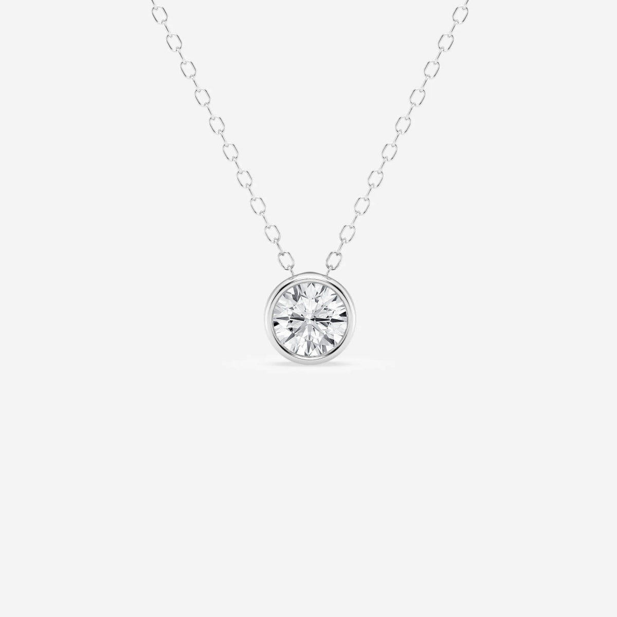 0.50 CT Round Moissanite Diamond Bezel Solitaire Necklace - Barbara Maison 