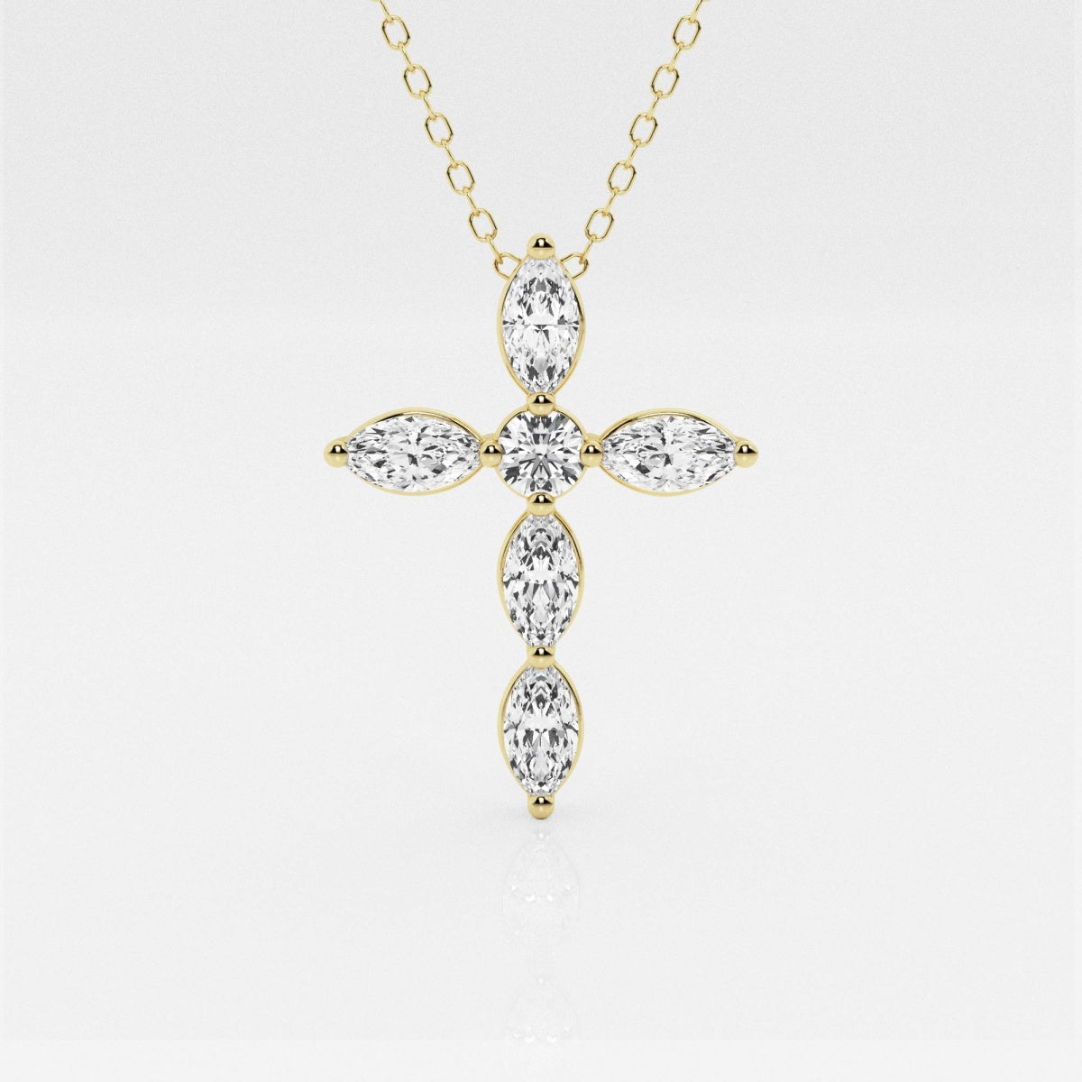 1.0 TCW Round & Marquise Moissanite Diamond Cross Necklace - Barbara Maison 