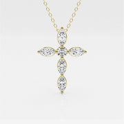 1.0 TCW Round & Marquise Moissanite Diamond Cross Necklace - Barbara Maison 