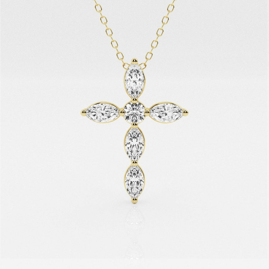 1.0 TCW Round & Marquise Moissanite Diamond Cross Necklace - Barbara Maison 