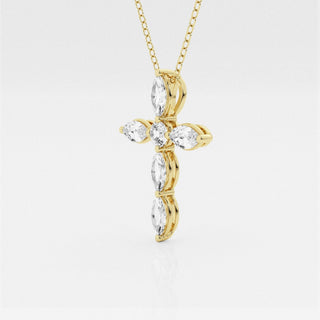 1.0 TCW Round & Marquise Moissanite Diamond Cross Necklace - Barbara Maison 