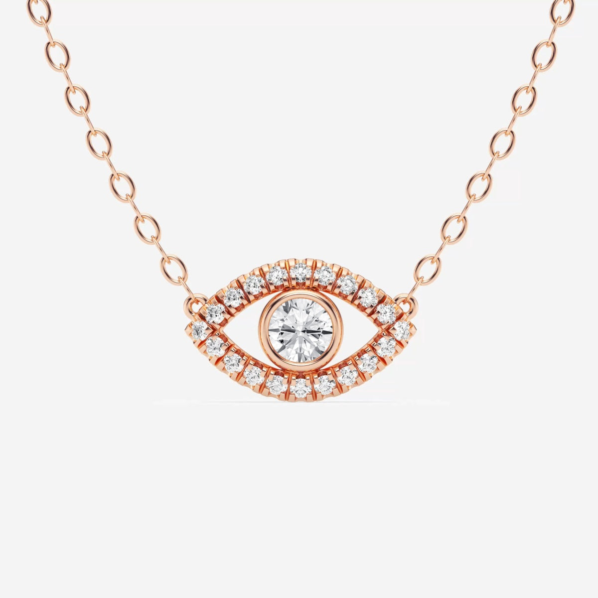 0.35 TCW Round Moissanite Diamond Evil Eye Necklace - Barbara Maison 