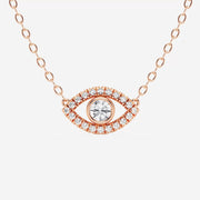 0.35 TCW Round Moissanite Diamond Evil Eye Necklace - Barbara Maison 