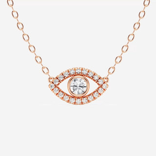 0.35 TCW Round Moissanite Diamond Evil Eye Necklace - Barbara Maison 