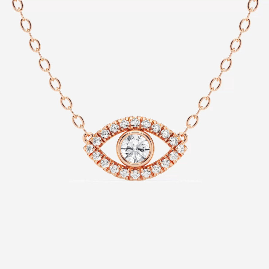 0.35 TCW Round Moissanite Diamond Evil Eye Necklace - Barbara Maison 