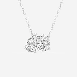 1.95 TCW Pear & Oval Moissanite Diamond Two Stone Necklace - Barbara Maison 