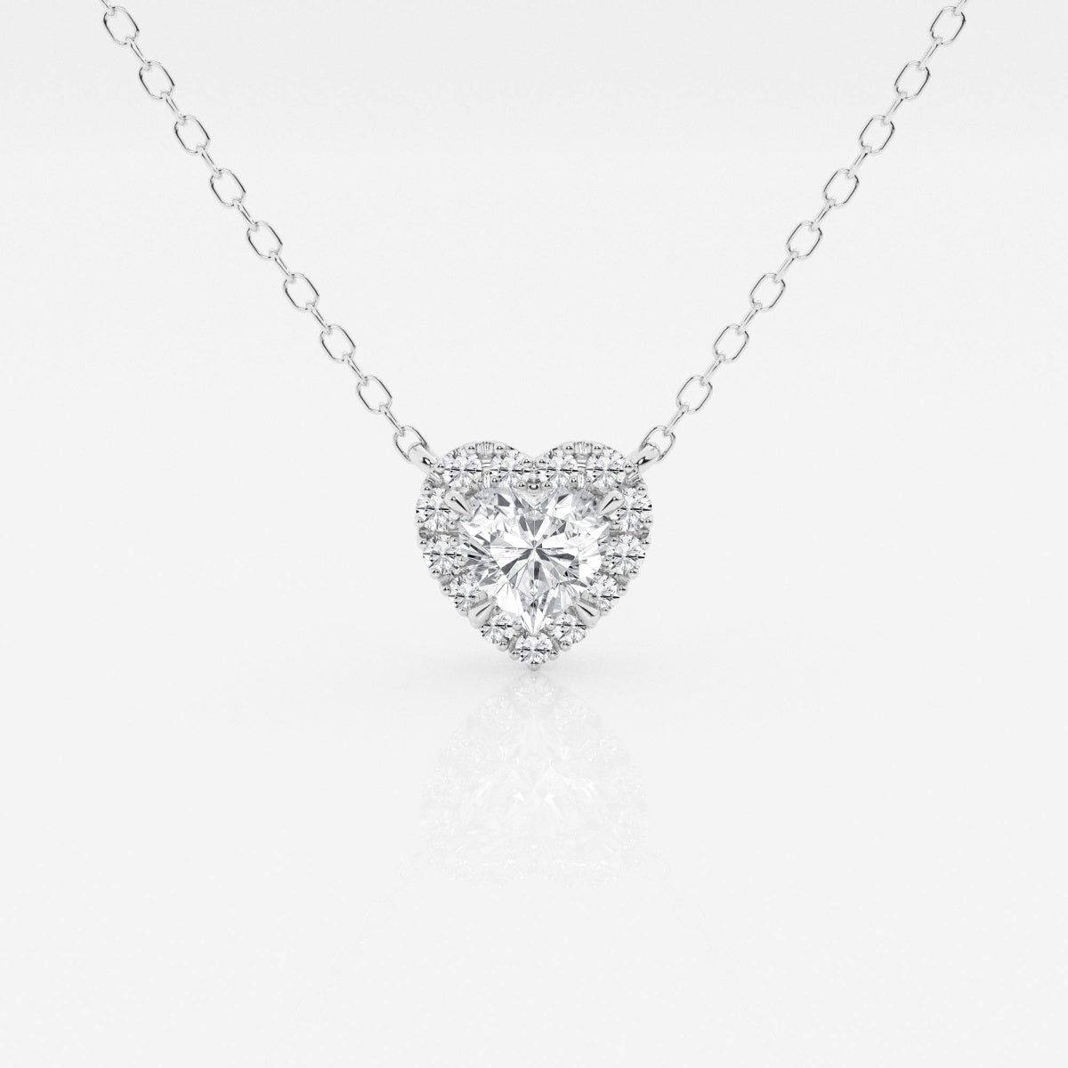0.40 CT Heart Moissanite Diamond Halo Style Necklace - Barbara Maison 