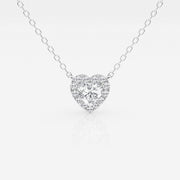 0.40 CT Heart Moissanite Diamond Halo Style Necklace - Barbara Maison 