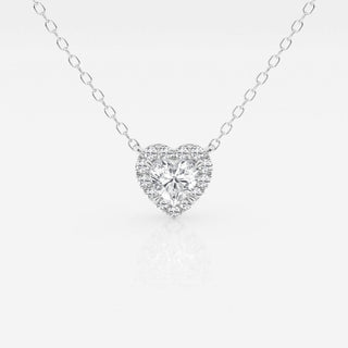 0.40 CT Heart Moissanite Diamond Halo Style Necklace - Barbara Maison 