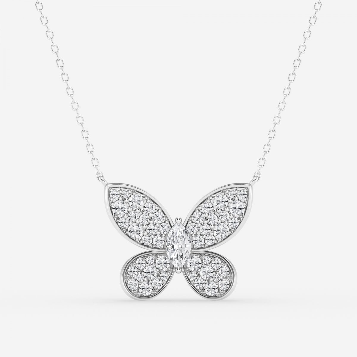 0.24 Marquise Moissanite Diamond Butterfly Pendant Necklace