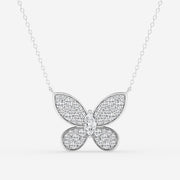 0.24 Marquise Moissanite Diamond Butterfly Pendant Necklace