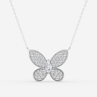 0.24 Marquise Moissanite Diamond Butterfly Pendant Necklace