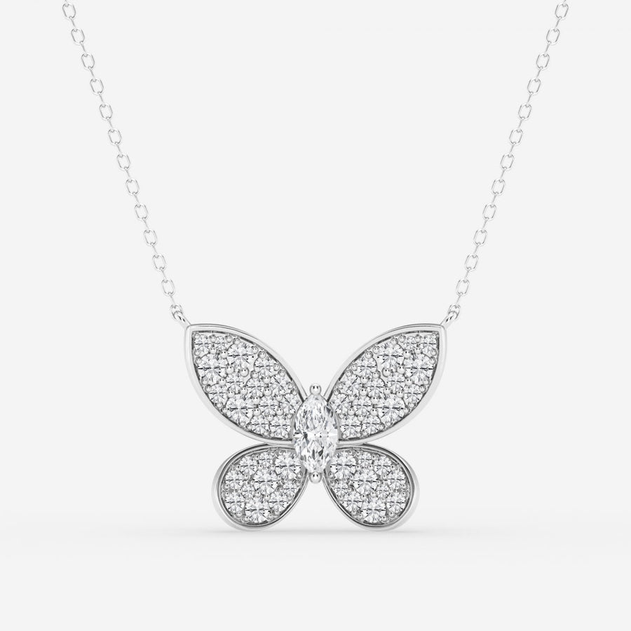 0.24 Marquise Moissanite Diamond Butterfly Pendant Necklace