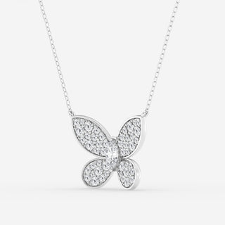 0.24 Marquise Moissanite Diamond Butterfly Pendant Necklace