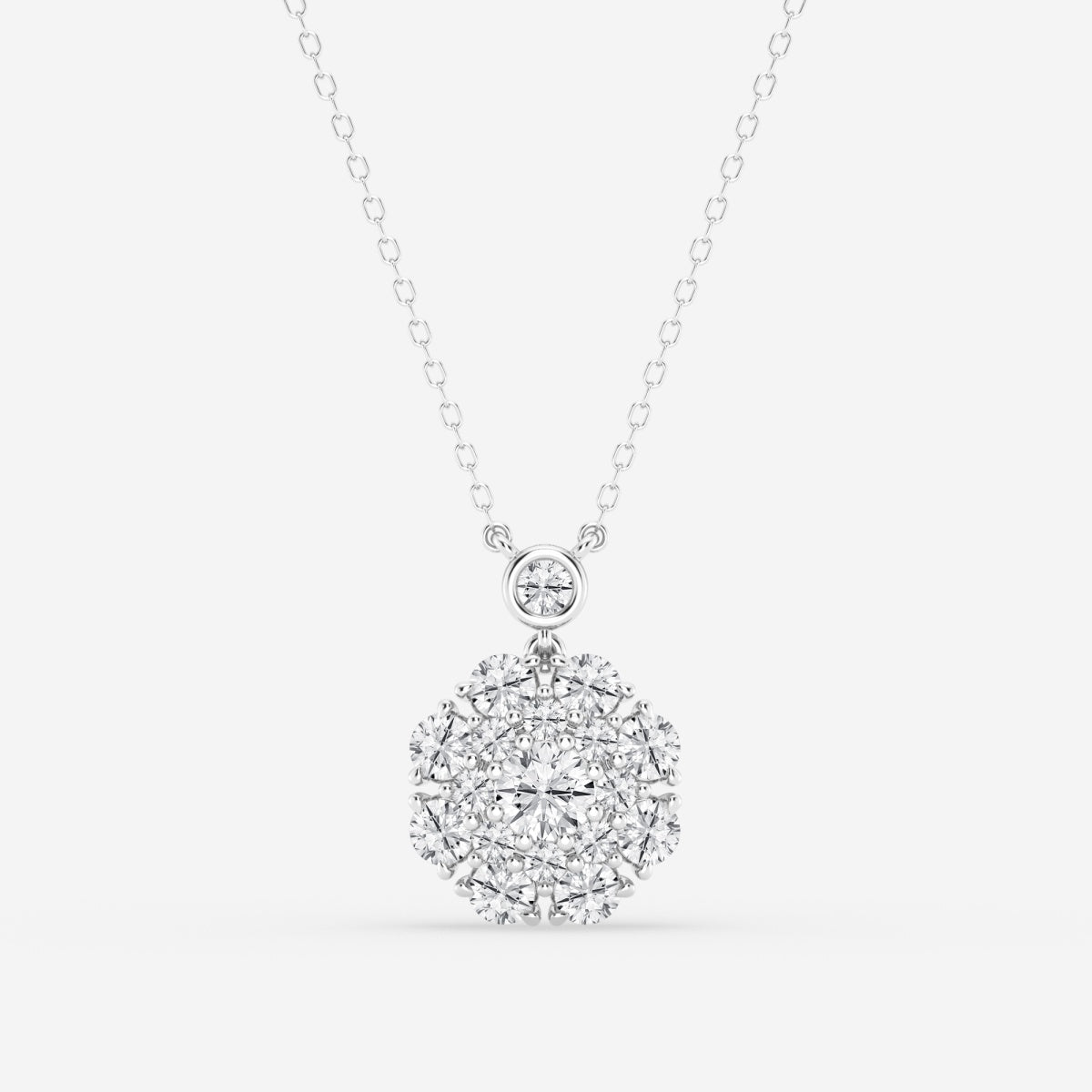 1.51 TCW Round Moissanite Diamond Vintage Multidimensional Pendant Necklace - Barbara Maison 