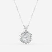 1.51 TCW Round Moissanite Diamond Vintage Multidimensional Pendant Necklace - Barbara Maison 