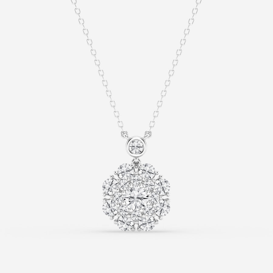 1.51 TCW Round Moissanite Diamond Vintage Multidimensional Pendant Necklace - Barbara Maison 