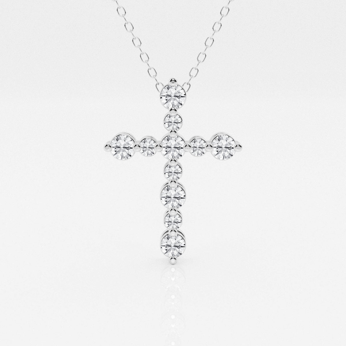 0.75 TCW Round Moissanite Diamond Cross Necklace - Barbara Maison 