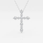 0.75 TCW Round Moissanite Diamond Cross Necklace - Barbara Maison 