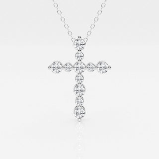 0.75 TCW Round Moissanite Diamond Cross Necklace - Barbara Maison 