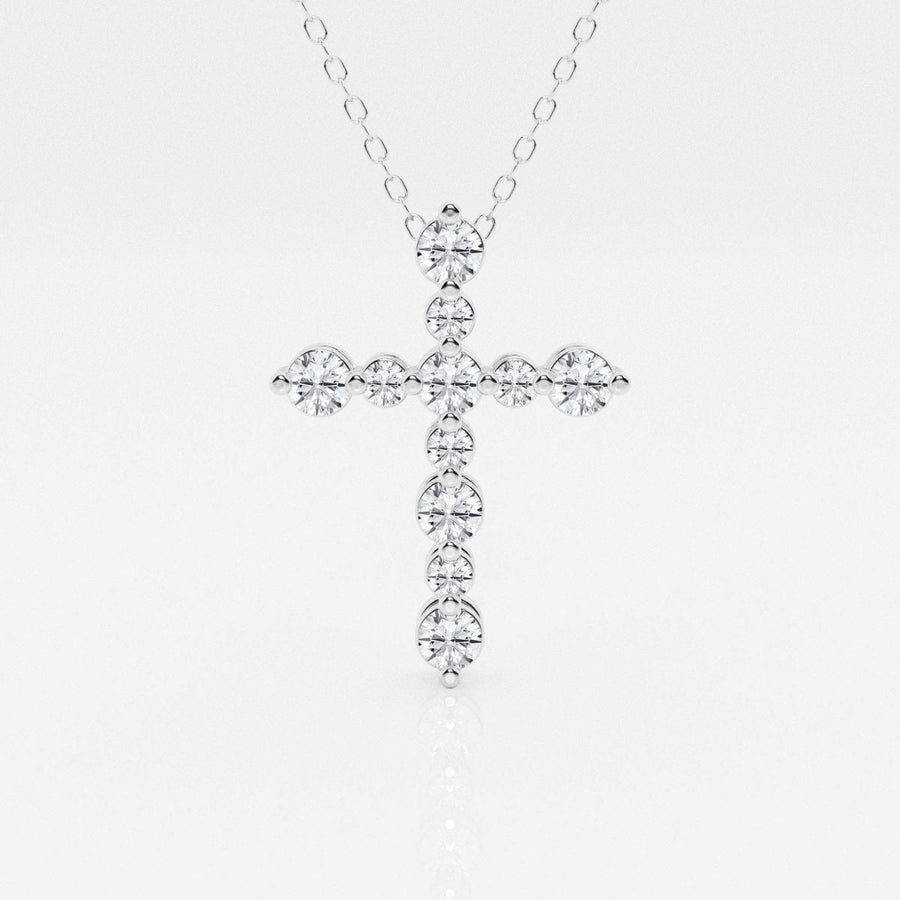 0.75 TCW Round Moissanite Diamond Cross Necklace - Barbara Maison 