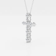 0.75 TCW Round Moissanite Diamond Cross Necklace - Barbara Maison 