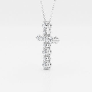 0.75 TCW Round Moissanite Diamond Cross Necklace - Barbara Maison 