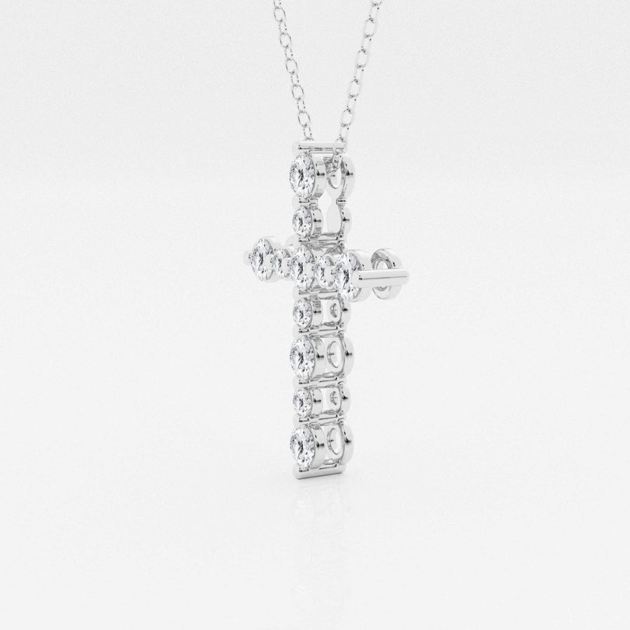 0.75 TCW Round Moissanite Diamond Cross Necklace - Barbara Maison 