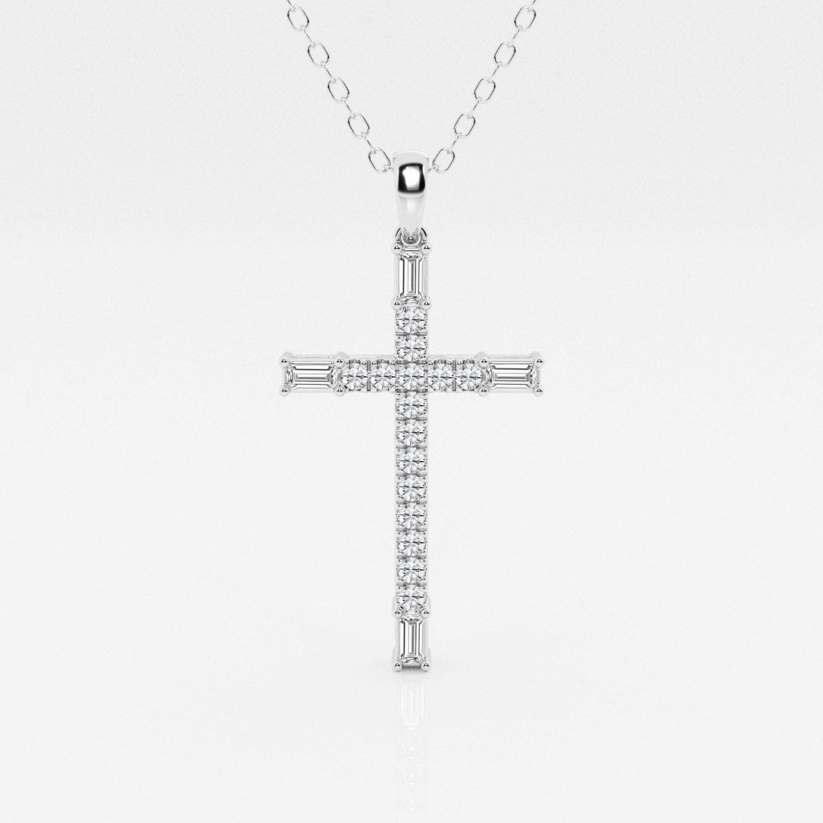 0.24 TCW Round Moissanite Diamond Cross Necklace - Barbara Maison 