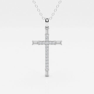 0.24 TCW Round Moissanite Diamond Cross Necklace - Barbara Maison 