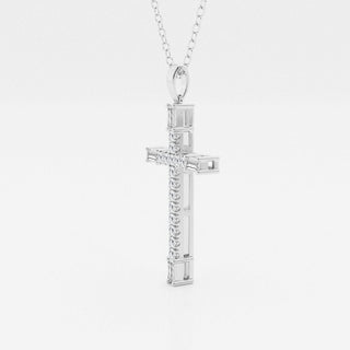 0.24 TCW Round Moissanite Diamond Cross Necklace - Barbara Maison 