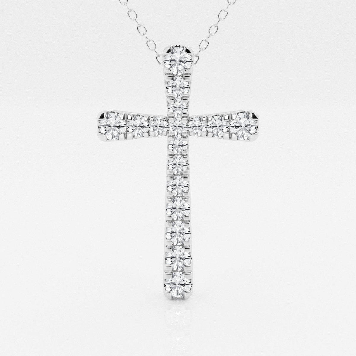1.03 TCW Round Moissanite Diamond Cross Necklace - Barbara Maison 