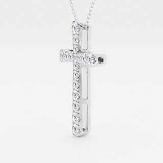 1.03 TCW Round Moissanite Diamond Cross Necklace - Barbara Maison 