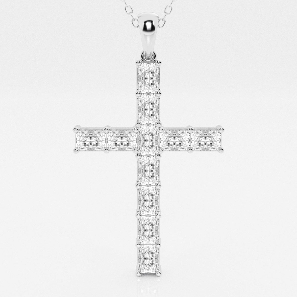 2.06 TCW Radiant Moissanite Diamond Cross Necklace - Barbara Maison 