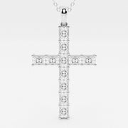 2.06 TCW Radiant Moissanite Diamond Cross Necklace - Barbara Maison 