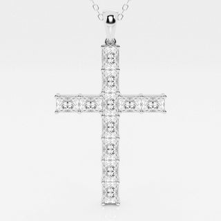 2.06 TCW Radiant Moissanite Diamond Cross Necklace - Barbara Maison 