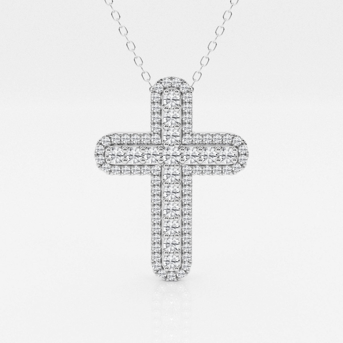 0.76 TCW Round Moissanite Diamond Cross Necklace - Barbara Maison 