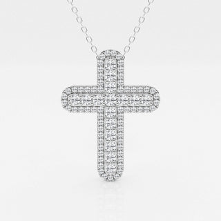 0.76 TCW Round Moissanite Diamond Cross Necklace - Barbara Maison 