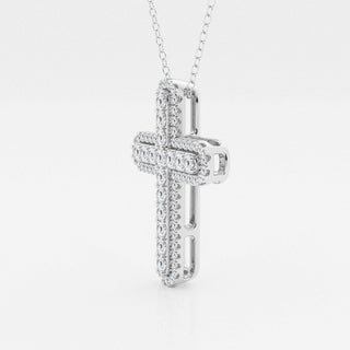 0.76 TCW Round Moissanite Diamond Cross Necklace - Barbara Maison 