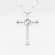 0.24 CT Round Moissanite Diamond Cross Necklace - Barbara Maison 