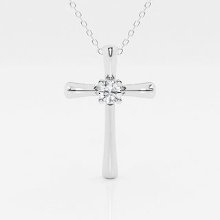 0.24 CT Round Moissanite Diamond Cross Necklace - Barbara Maison 