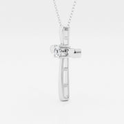 0.24 CT Round Moissanite Diamond Cross Necklace - Barbara Maison 