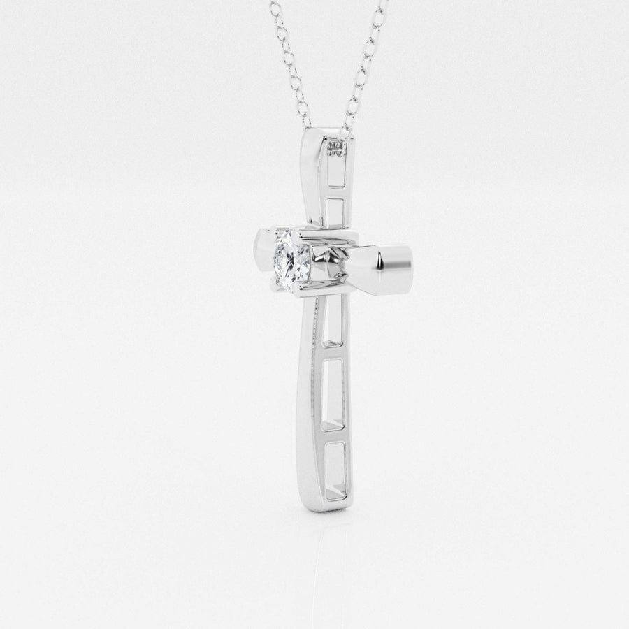 0.24 CT Round Moissanite Diamond Cross Necklace - Barbara Maison 