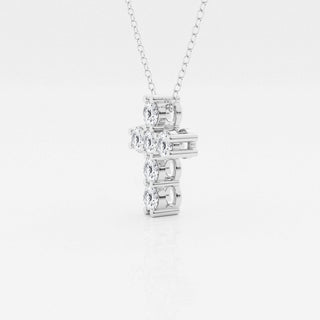 1.01 TCW Round Moissanite Diamond Cross Necklace - Barbara Maison 