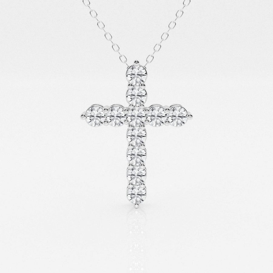 1.0 TCW Round Moissanite Diamond Cross Necklace - Barbara Maison 