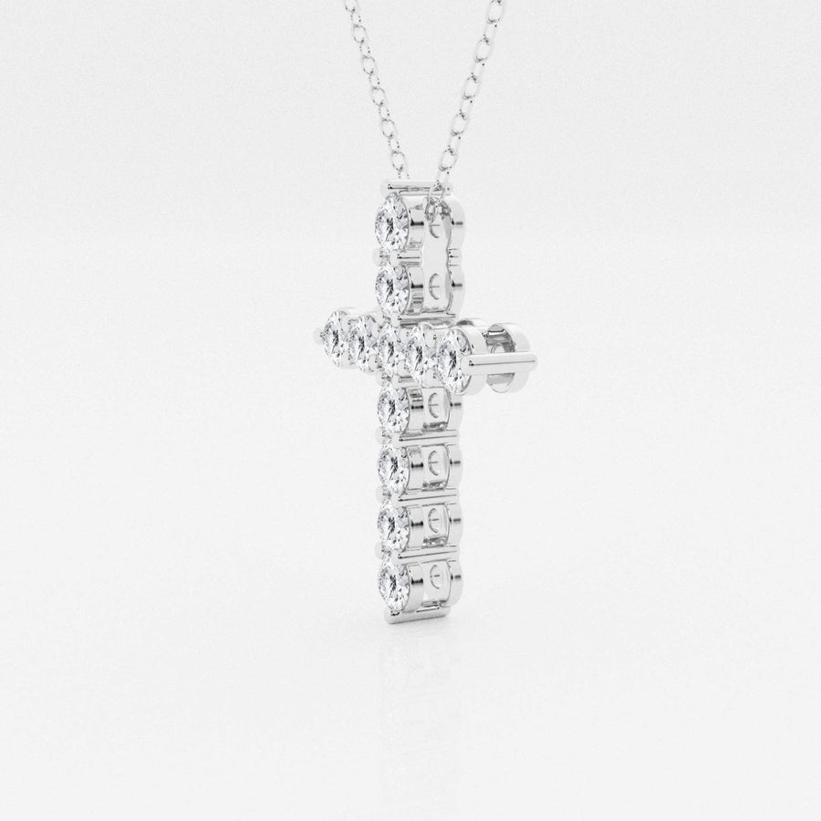 1.0 TCW Round Moissanite Diamond Cross Necklace - Barbara Maison 