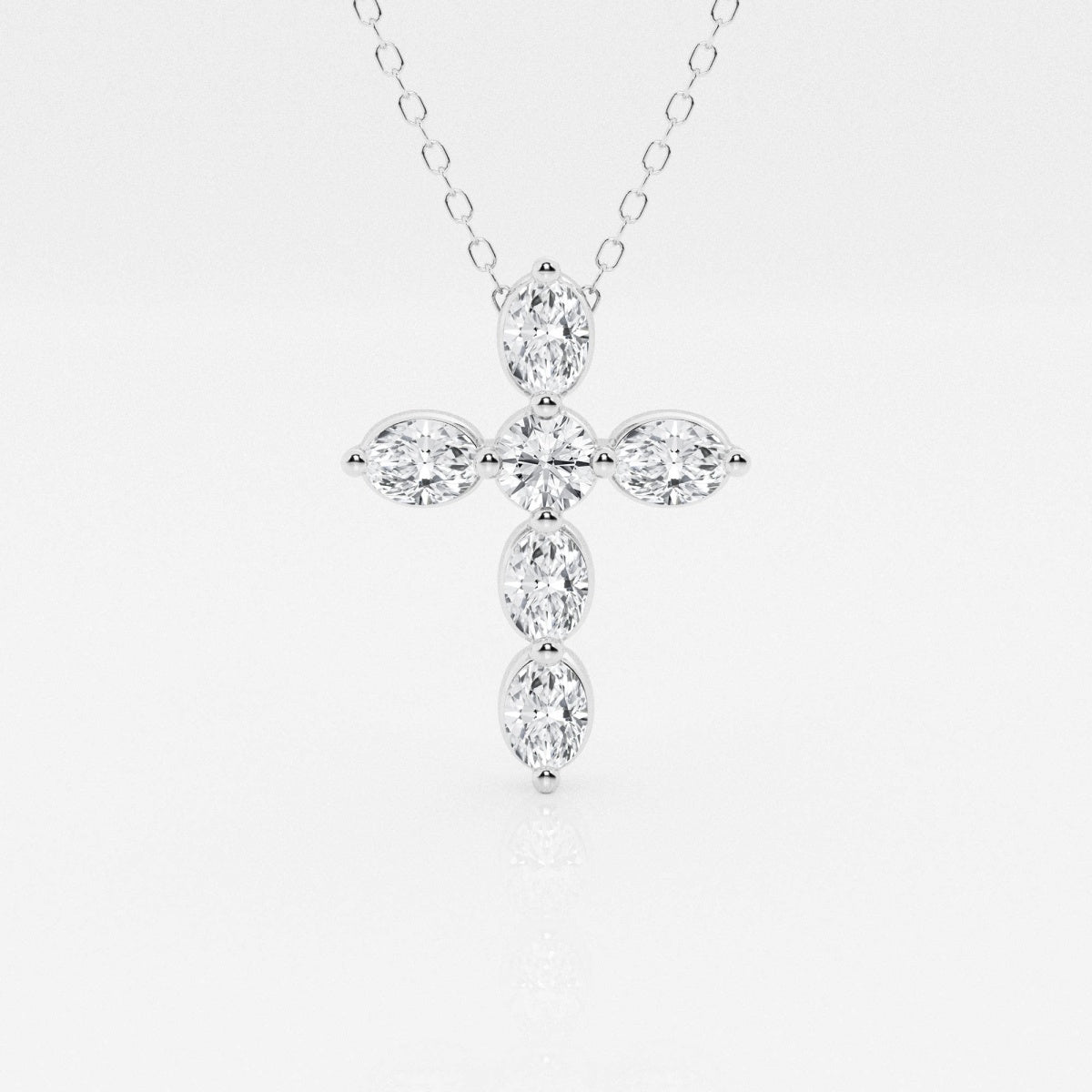 1.0 TCW Round & Oval Moissanite Diamond Cross Necklace - Barbara Maison 