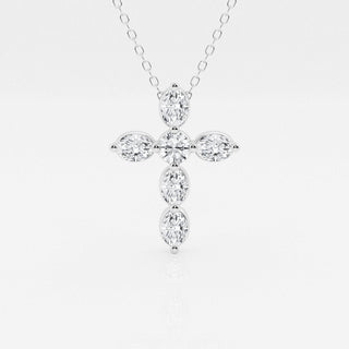 1.0 TCW Round & Oval Moissanite Diamond Cross Necklace - Barbara Maison 