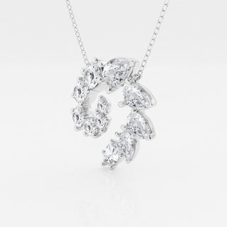 3.6 TCW Round, Marquise & Pear Moissanite Diamond Swirl Necklace - Barbara Maison 