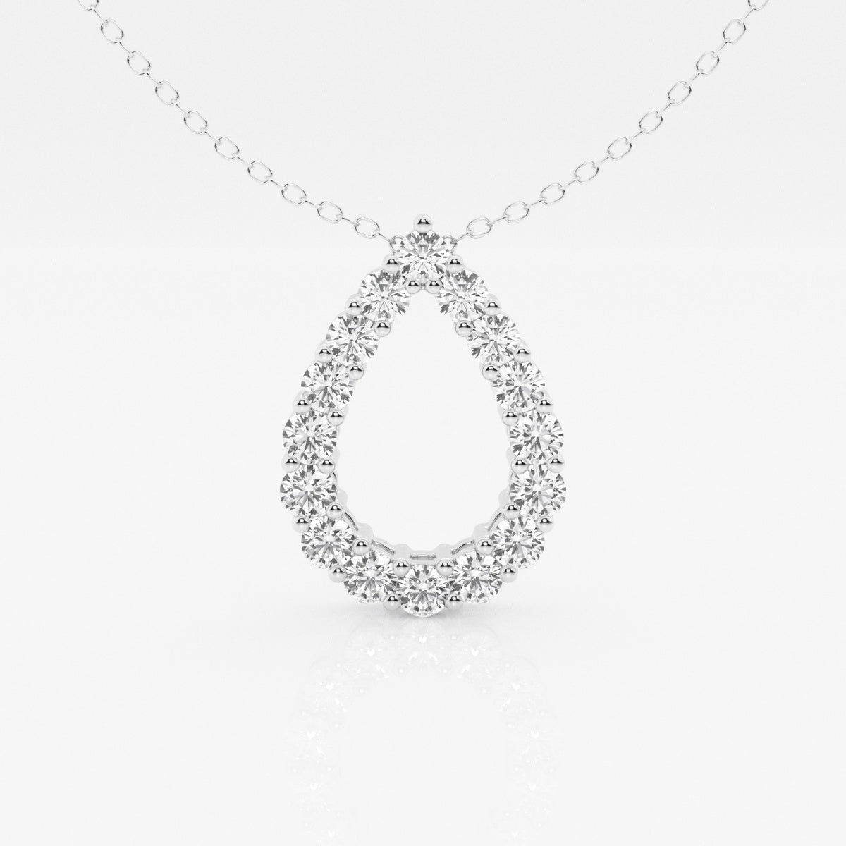 1.0 TCW Round Moissanite Diamond Pear Shape Pendant Necklace - Barbara Maison 